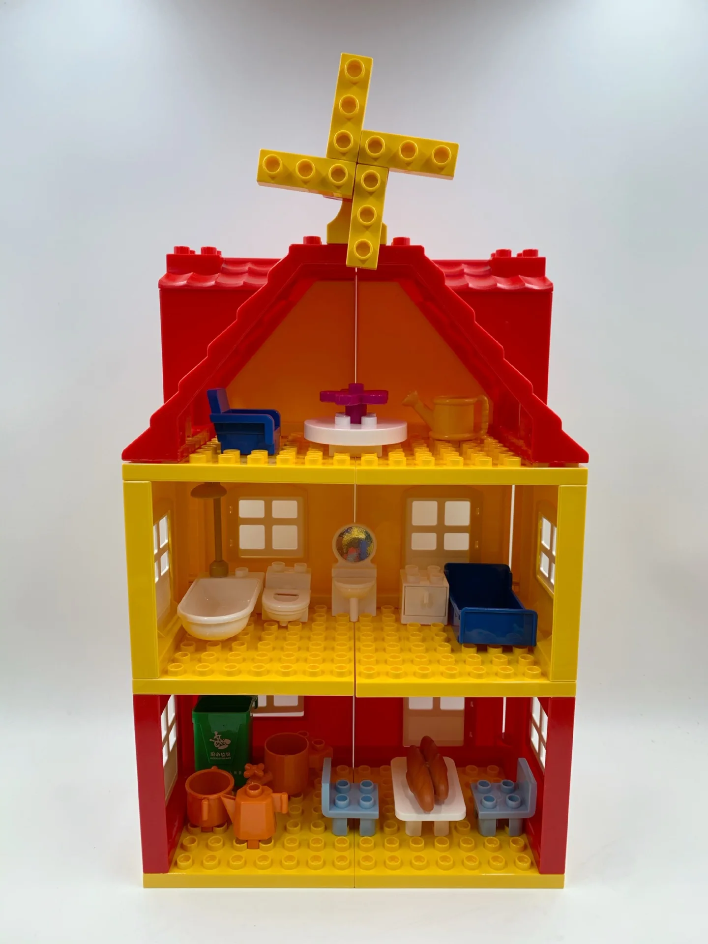 

Windmill Villa DIY Build Kids Montessori Toys Large Bricks House Building Blocks Educational Toys For Children Construction Toy