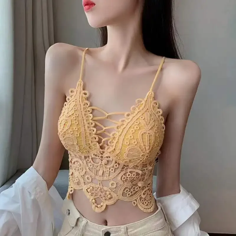 Description Picture 4 of itemWomen's Bra Tube Tops Fashion Hollow Out Top Sexy Lace Bra Girl Outer Tank Up Women's Underwear Female Crop Top Sexy Lingerie