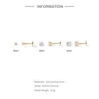ROXI 1 Piece Exquisite Zircons Stud Earring For Women 925 Sterling Silver Size 2/3/4mm Stone Piercing Jewelry pendientes plata - Image 3