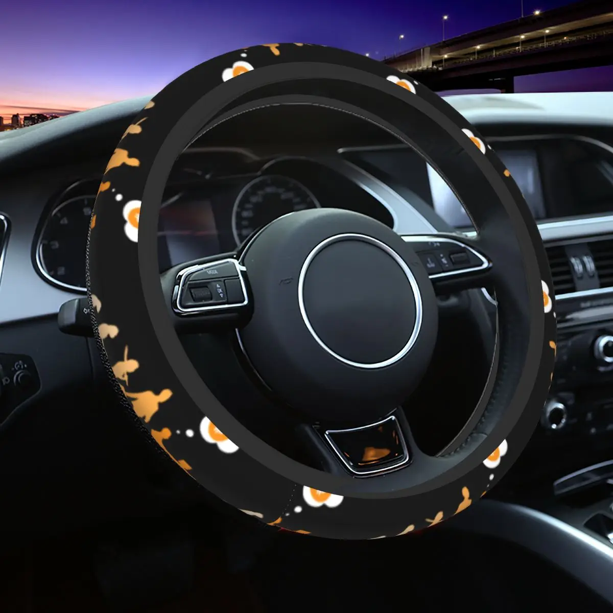 UHBBT Eeyore Gray Donkey Streering Wheel Cover Universal Fit 15 Inch