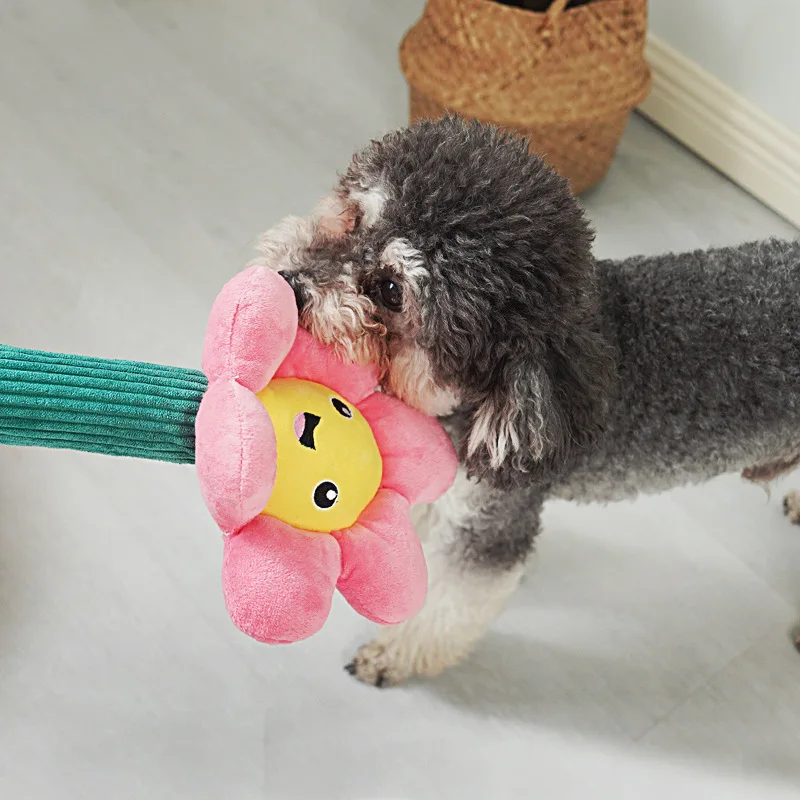 

Dog Flower Tease Stick Toys Dog Cat Bite Resistant Large and Medium-sized Dog Sticks Toys Flower Pet Interactive Training Toy