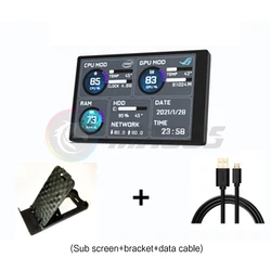 3.5 Inch IPS Type - C Secondary Screen USB Display for CPU/GPU/HDD Monitoring (Black)