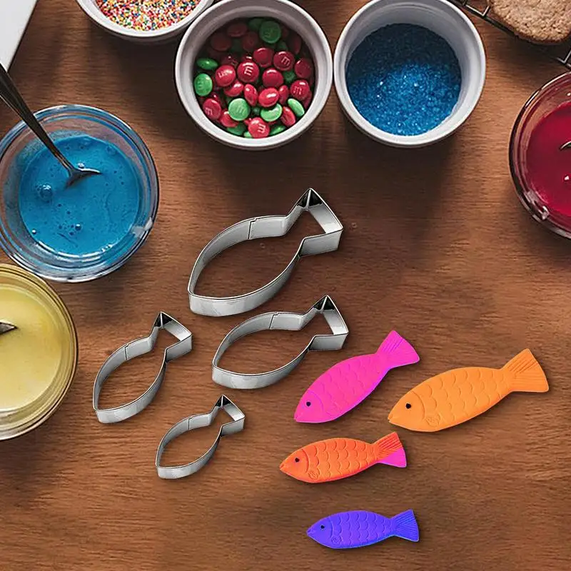 4PCS Cartoon Fish Cookie Cutter Aquatic Animal Fish Molds Cake Pastry Fondant Decorate Tools Baking Mold