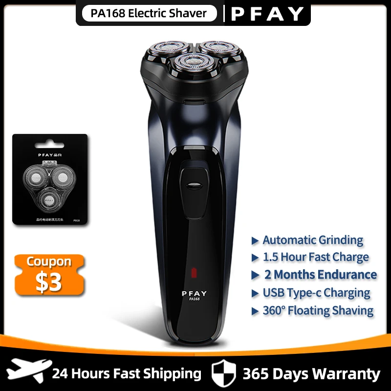 PFAY PA168 Men's Electric Shaver 4D Beard Shaving Machine for Men USB Rechargeable Electric Razor Endurable Face Beard Timmer