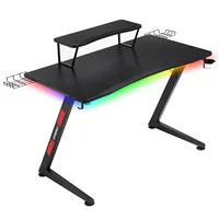 Ergonomic Curved 3-Sided LED Z-Leg Gaming Desk, Black 1