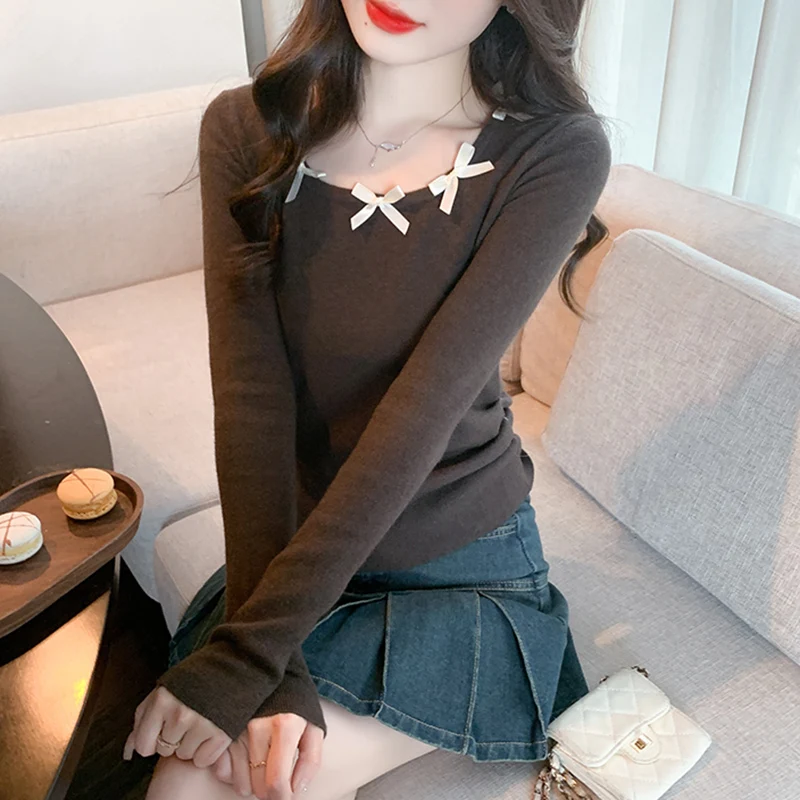 

Sexy Tops Off Shoulder Long Sleeve Crop Top Women's Autumn/Winter 2024 New Spicy Girl Slim Fit Short Red T-shirt