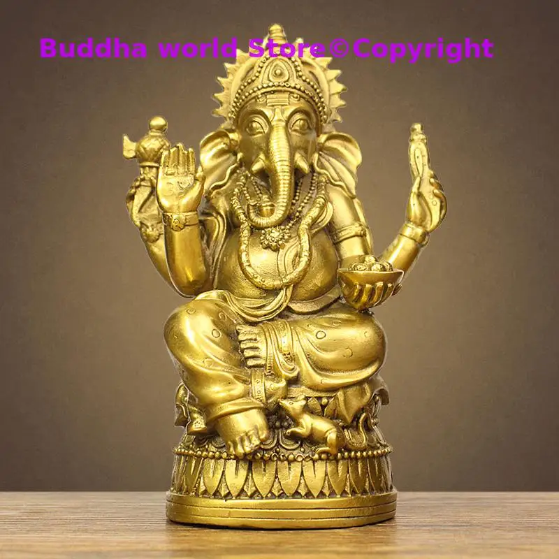 

Wholesale Buddhist supply Thailand Japan India Asia copper buddha Elephant God of wealth CAI SHEN Ganesha Buddha statue