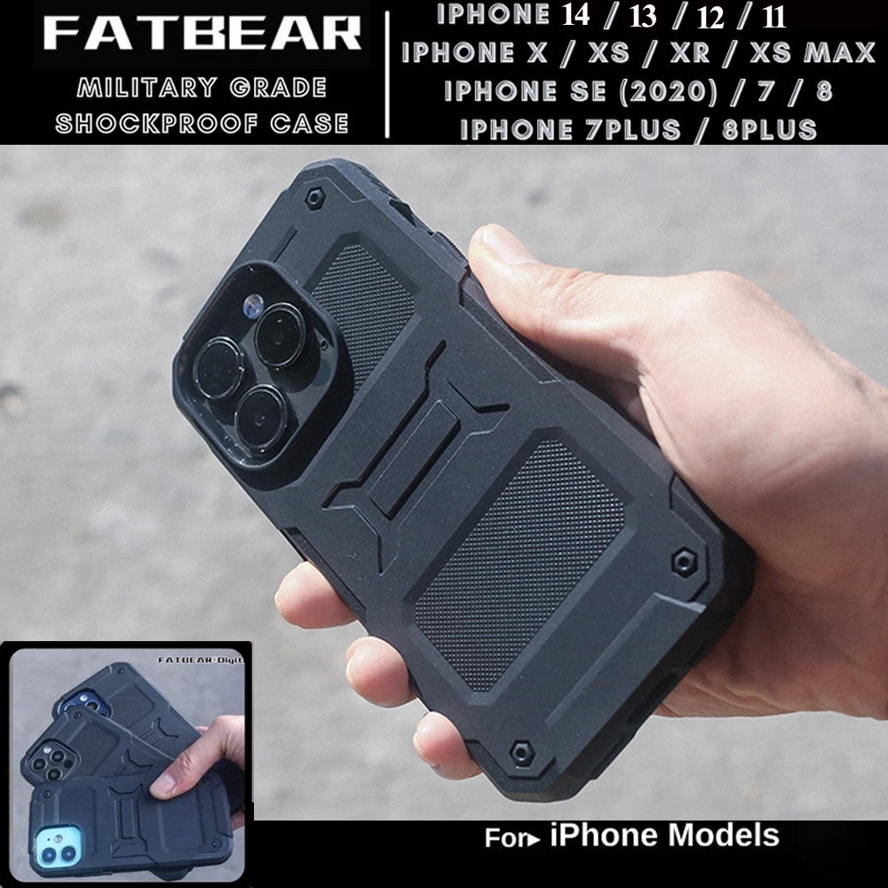 

FATBEAR тактический военный класс прочный армированный чехол оболочка кожаный чехол для iPhone 14 Plus Pro Max /13 12 Pro Max Mini / 11 Pro Max