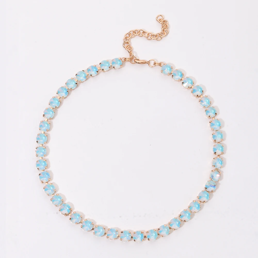 BEUTIFOR Strassperlen, bunte Kristall-Halskette für Damen, handgefertigt, Krallenfassung, Zirkonia-Halsband, Zubehör – Detail 25