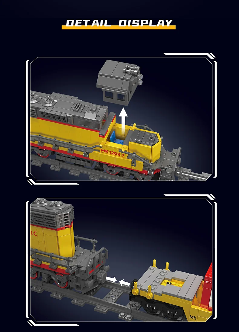 Mould King 12027 Technischer Zug-Bausatz Ferngesteuertes EMD SD40-2 Diesellokomotiv-Modell Montage-Auto Bausteine Kinderspielzeug – Detail 5
