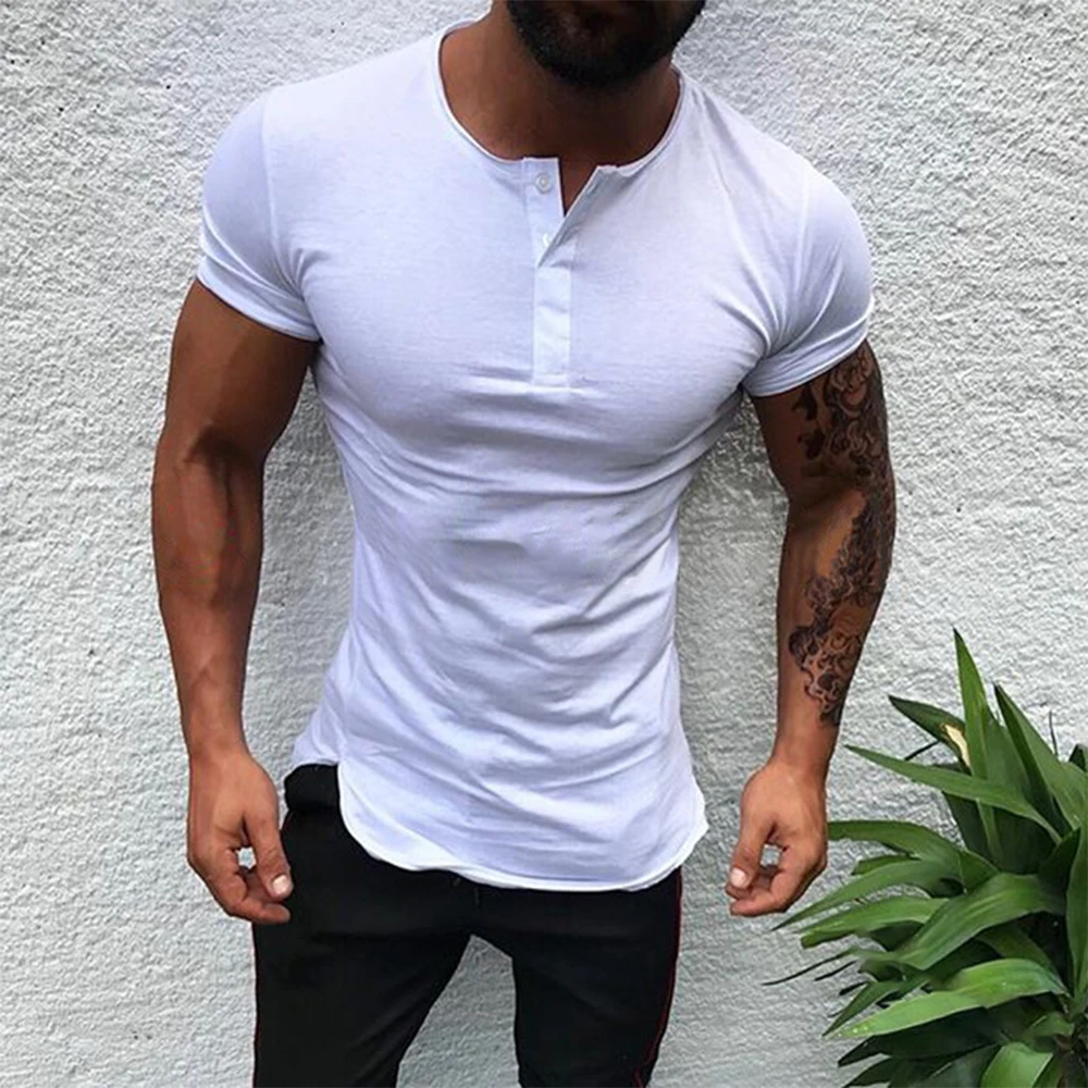 

Replacement 100% Brand New T Shirt Short Sleeve Summer Plain Pullover Button Slim Fit Tops 1 Pcs Breathable Casual