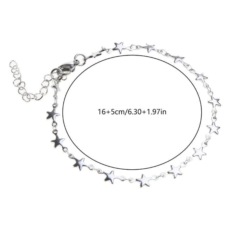 SIPURIS Stainless Steel 4-Pointed Star Bracelet - Figaro Link Chain - Gift For Women & Men - View #2