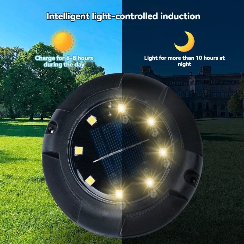 Outdoor Waterproof Solar Buried Light 8+4LED Side Light Deck Lawn Garden Installed Ground Insert garden decoration lamps