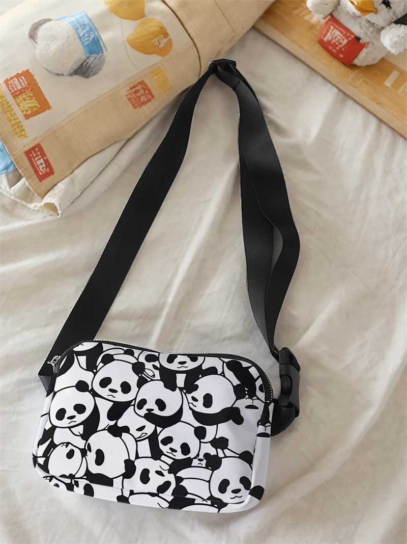 1pc，Panda Family Fashion Adjustable Crossbody Bag, Neutral Sports Waist Bag, Suitable for Running