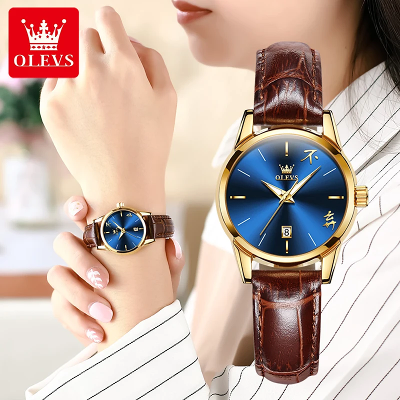 

OLEVS Men Watch Women Watch Luxury Gold Case Quartz Watches Simple Calendar Display 30M Waterproof Clock Relogio Masculino 2865