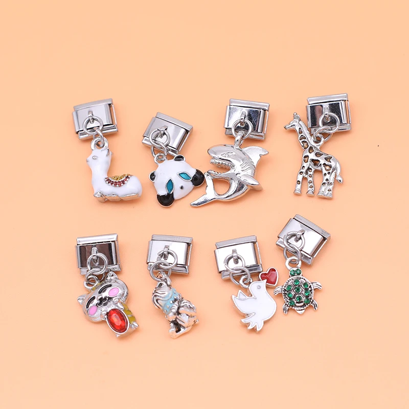Charm Bracelet Hapiship Original Daisy Giraffe Dove Dog Alpaca Tortoise Cat Italian Charm Fit 9mm Stainless Steel Jewelry Making DJ277