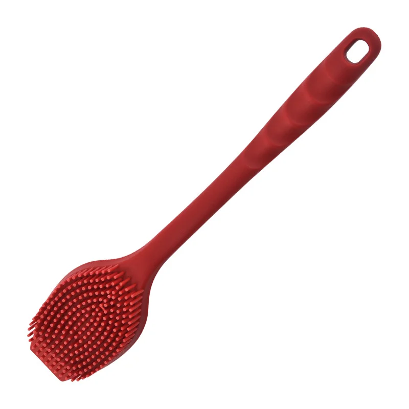 Silicone Long Handle Dishwashing Brush with Soft Bristles - Hangable & Durable Non-Scratch Scrubber