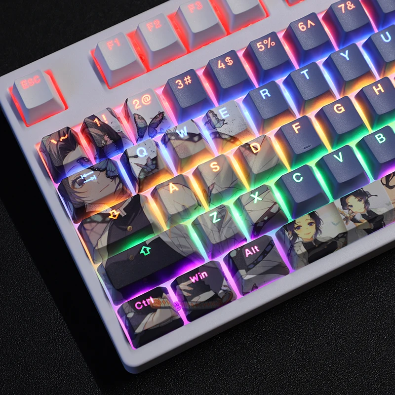 

108 Keys PBT Keycaps for Mechanical Keyboard Cherry Mx Switch Demon Slayer Kochou Shinobu Japanese Anime Backlit Keycap Custom