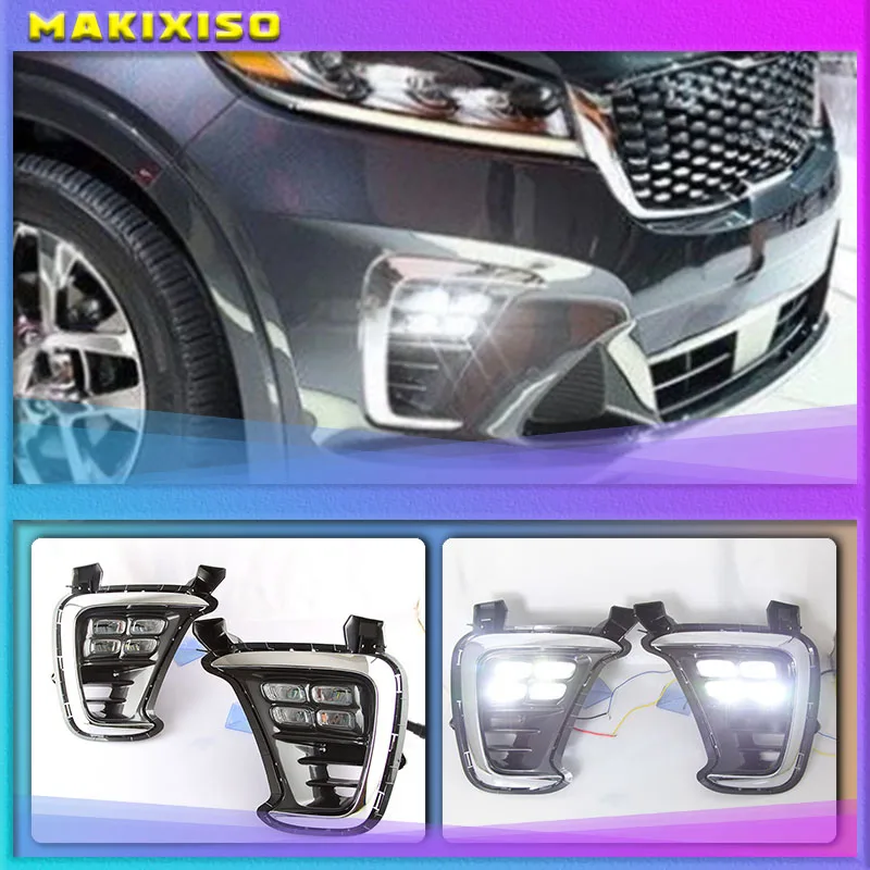 1 Set For Kia Sorento 2018 Led Drl Daytime Running Lights 12v Abs Fog