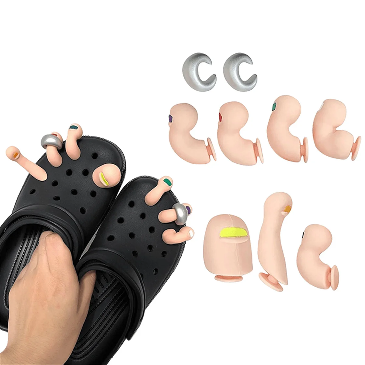 3D Zehen Charms Finger Set DIY Lustige Zehen Simulation Fuß Daumen Loch Schuh Dekoration Sommer Hausschuhe Zubehör
