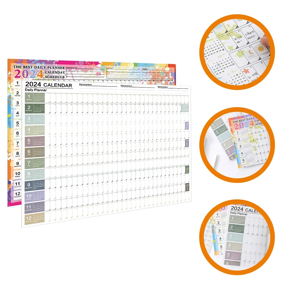 

2Pcs To Do List Planner Wall Calendar Household 2024 Daily Planning Schedule Calendar Home Supply