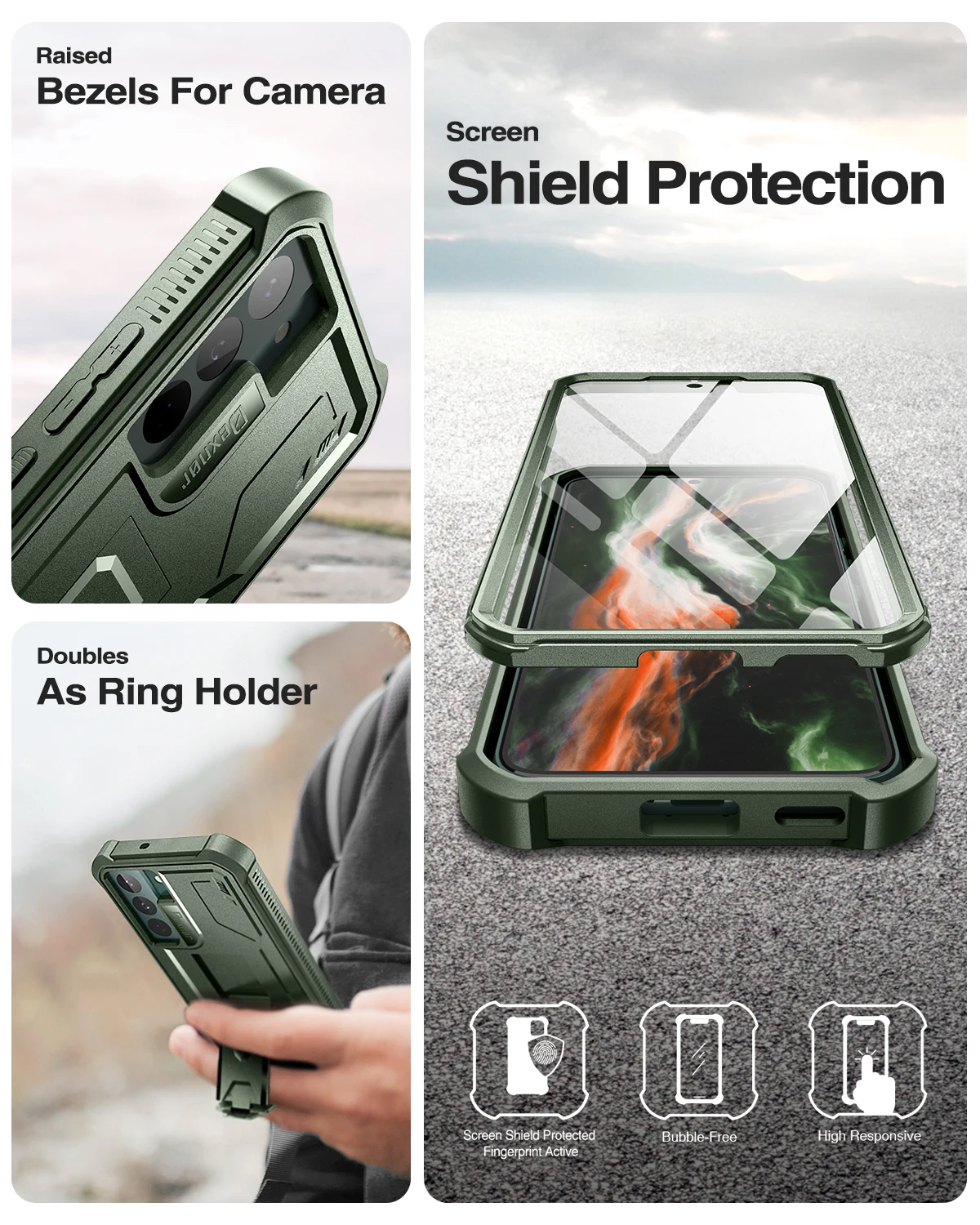 Rugged Military-Grade Full Body Case with Built-in Screen Protector