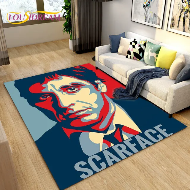 거실에서 사용할 수 있는 멋진 영화 Scarface-대형 3D 인쇄 영역 러그