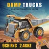 1:24 9CH RC Alloy Dump Truck Car Engineering Vehicle Forklift Heavy Excavator Remote Control Car Toys for Boys Children's Gifts 1