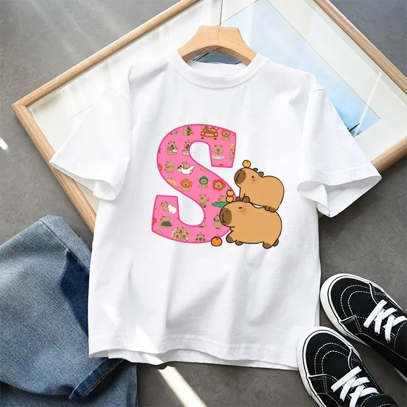 Adorable Capybara Kids T-Shirt - Cute Cartoon Design Cotton Tee