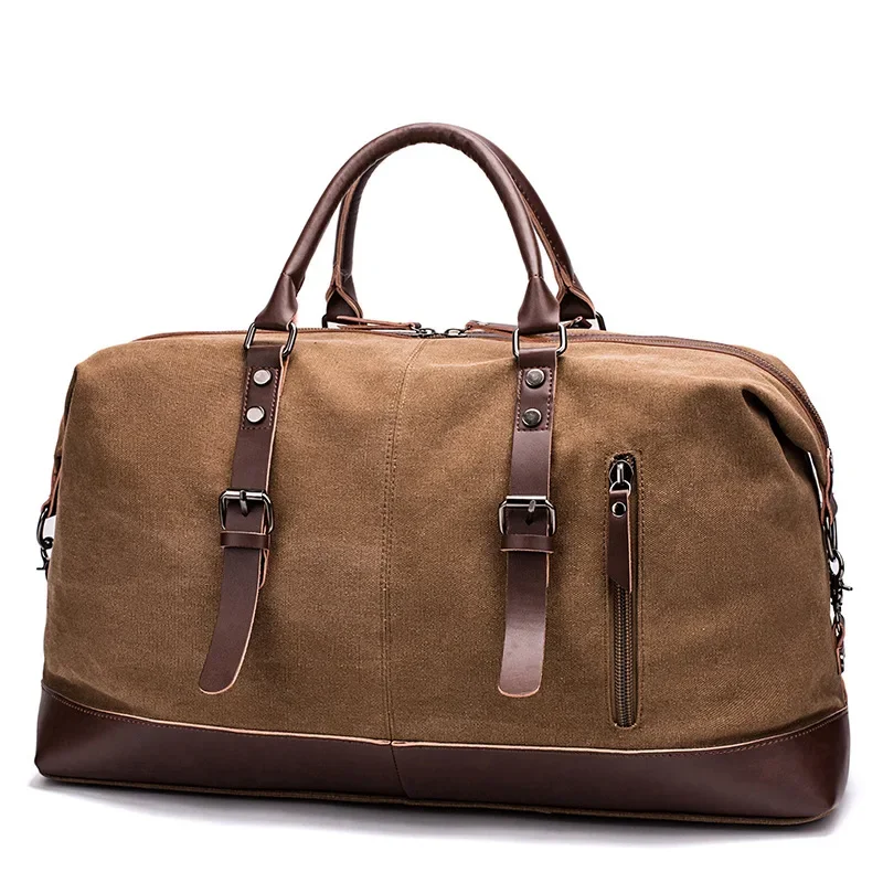 

Canvas Leather Men Travel Bags Carry On Luggage Bag Men Duffel Bag Handbag Travel Tote Large Weekend Bag Dropshipping