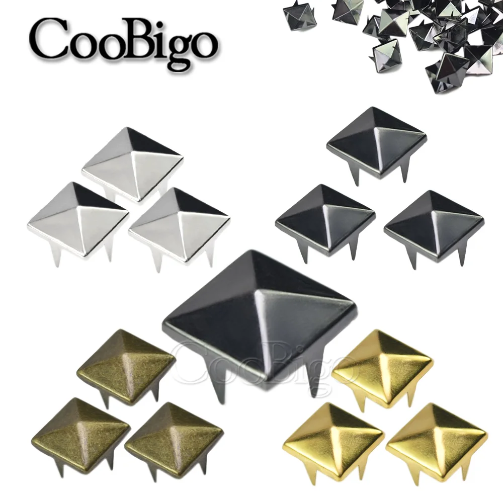 

100pcs 12mm Stud Rivet Punk Studs Square Pyramid Four Claw Metal for Leather Shoes Garment DIY Craft Bracelets Accessories