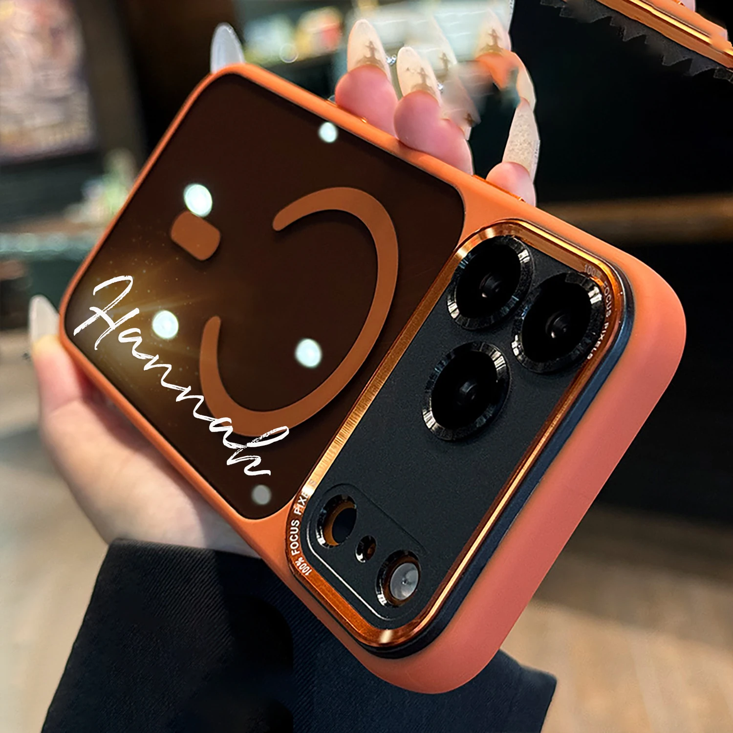 Custom Personalized Name Phone Case – Semi-Transparent Black Cover for iPhone 17 Series