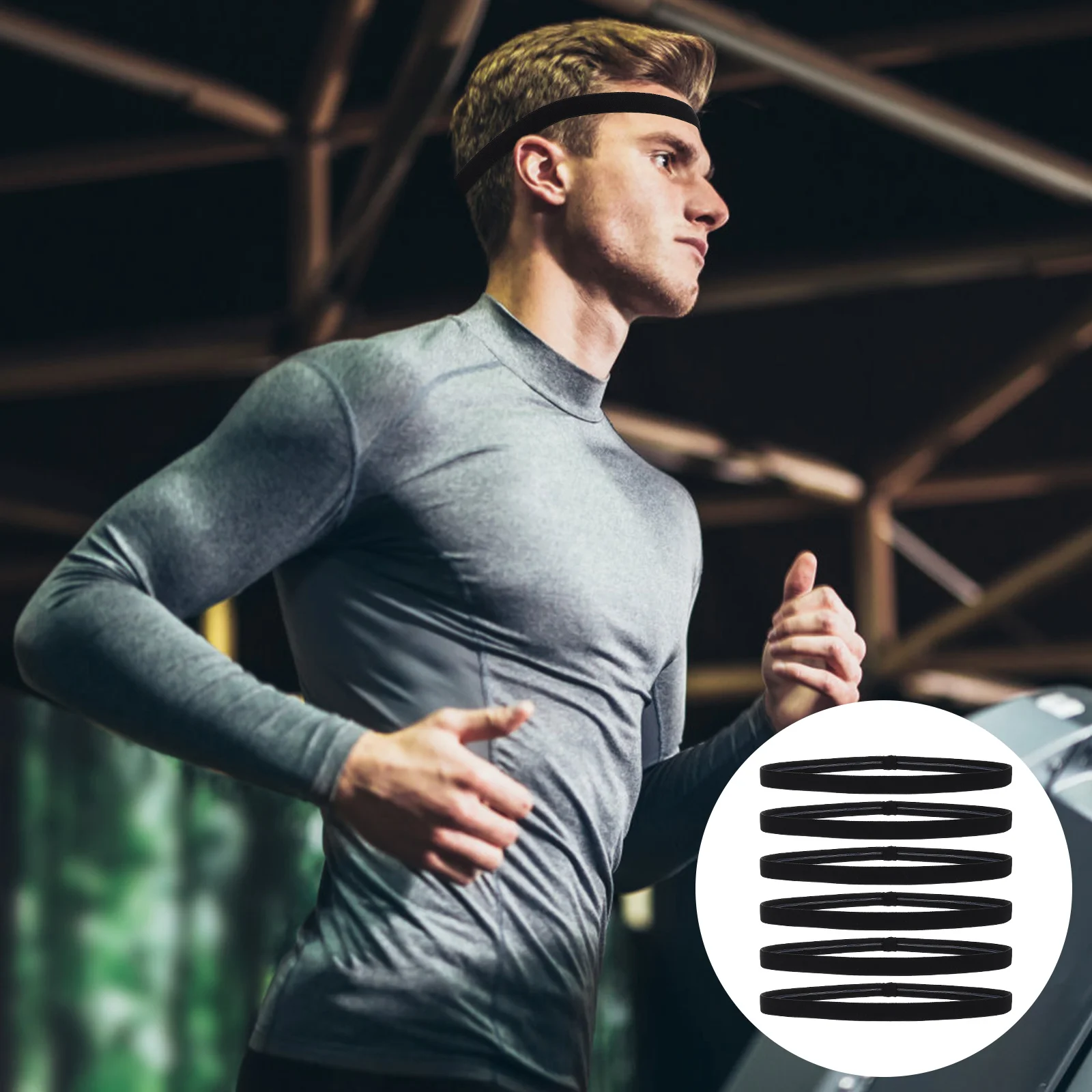 

6 Pcs Headbands for Men Hair Men' Mens Elastic Sweatband Basketball Yoga Football Anti-skid Fitness Man