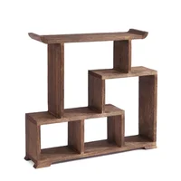 Compact Solid Wood Tea Set Organizer Mini Blog Rack Chinese Tabletop Display Spice Holder Kitchen Shelf 2