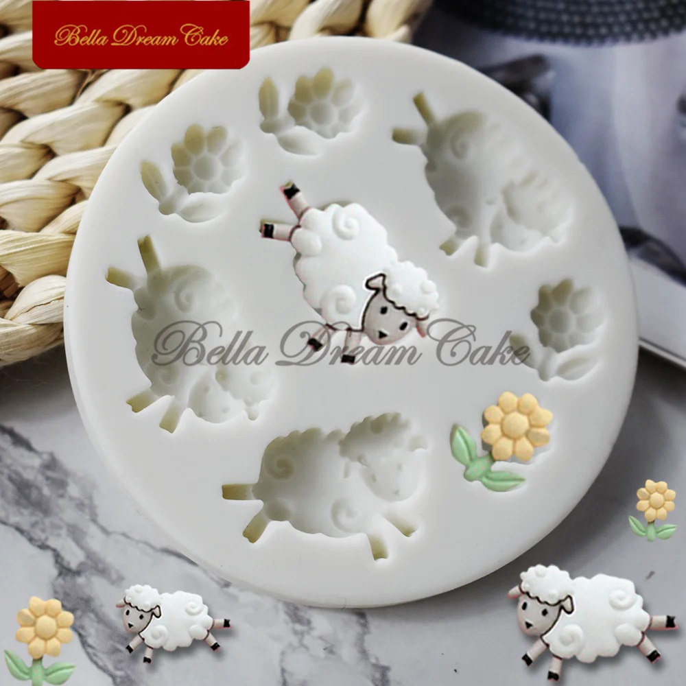 Liobelon Sheep Mold, 3D Sheep Silicone Mold Sheep-Shape Candle Mold Farm Animal Resin Molds, Sheep Chocolate Fondant Mold, Cute Animal Cake Topper Making Tool For Candy Dessert Ice Cube Baking (A