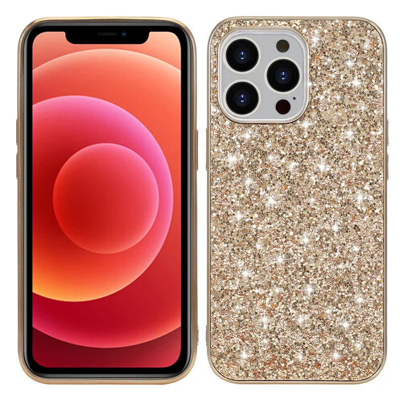 Custodia Posteriore Glitterata Per Iphone 15 14 13 12 11 Pro Max Mini Xs Xr Se3 7 8 Plus Paillette Bling Bling Twinkle Shining Slim Cover