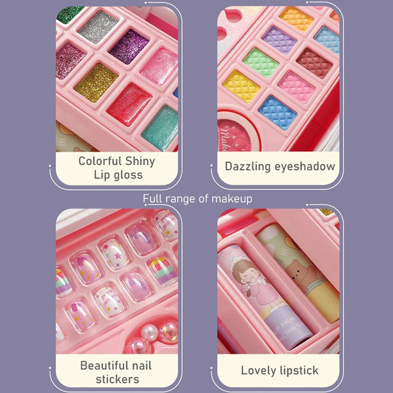 Kids Makeup Kit for Little Girls 49 Pcs Washable Makeup Kit Kids Real Girls Makeup Kit with Cosmetic Case ,Birthday Gifts 5