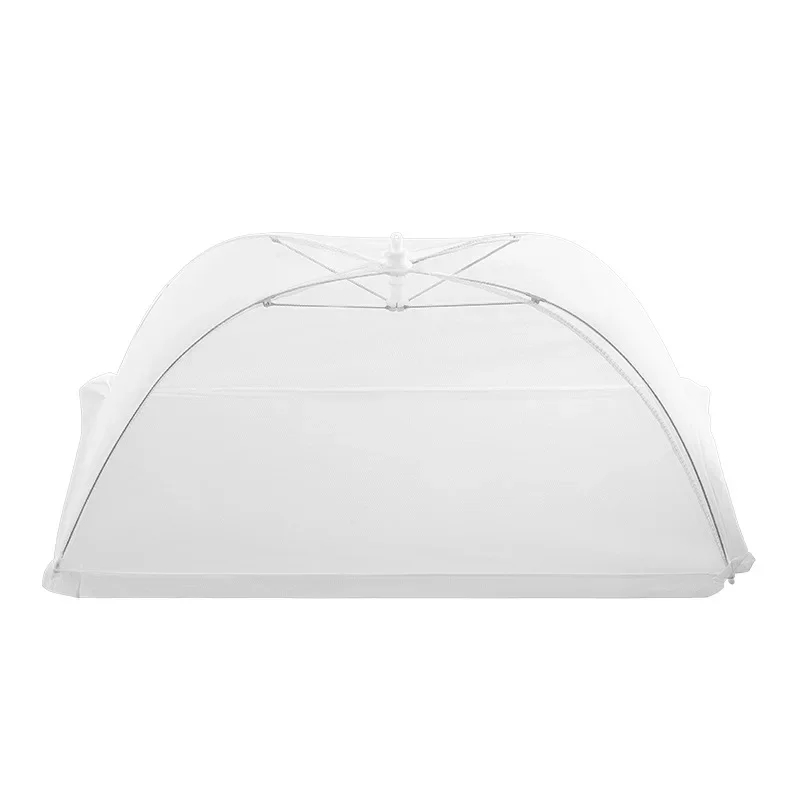 Foldable Large White Mesh Pop-up Food Cover Tent - Dust and Fly Proof Dining Table Protector