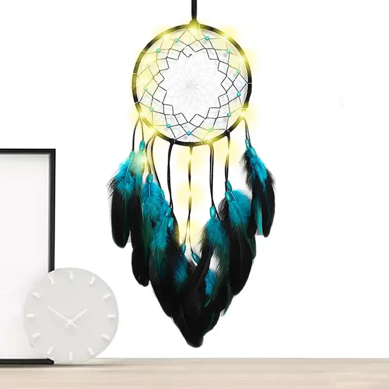 

Ловцы снов, круглые синие перья, искусственное украшение «Ловец снов», подвеска-колокольчик, перо, настенное украшение