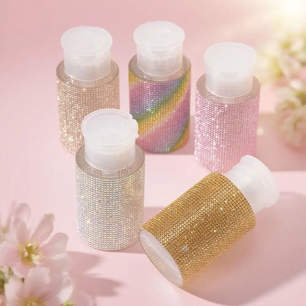 Sparkling Rhinestone Nail Refillable Bottles Creative Luxury Press Type Storage Bottle Empty Rhinestone