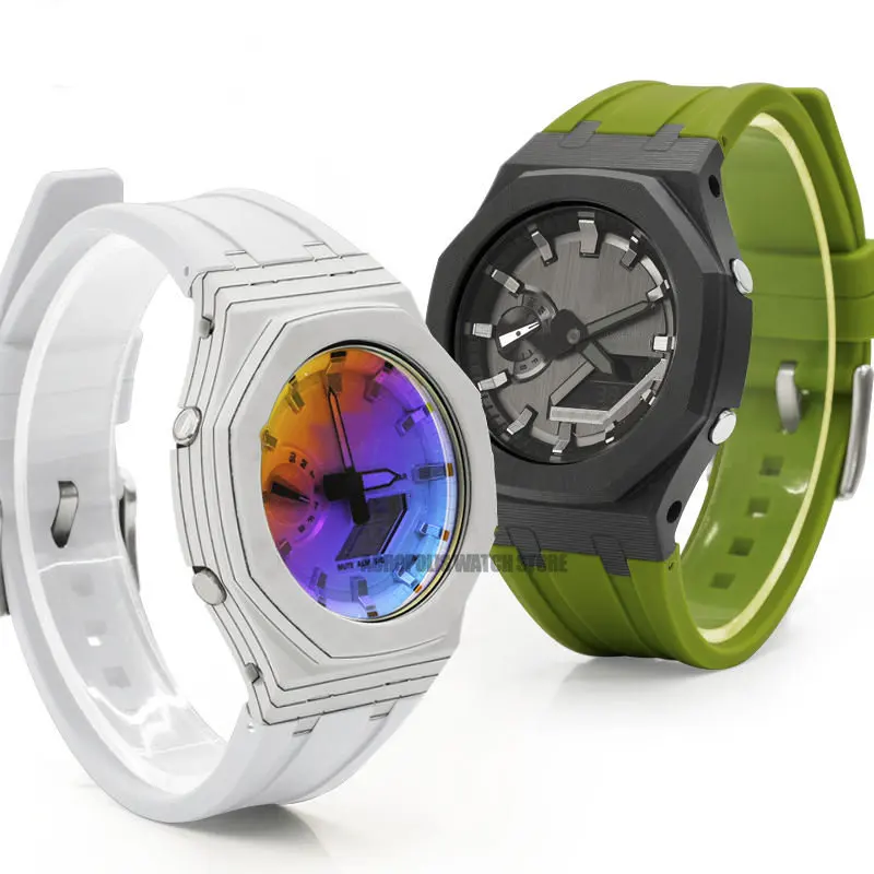 Carbon Fiber Case CasiOak Mod Kit GEN4 for GA2100/2110 Metal Bezel for Casio B2100 GM2110 Modification 3rd Rubber Watch Case