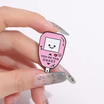 Blood Glucose Monitor Medical Enamel Pins You're Too Sweet Cartoon Brooches Lapel Badge Clothes Accessories Gift for Friends 4