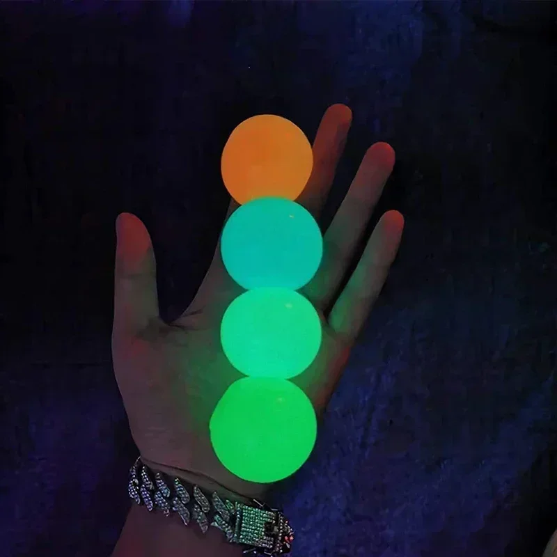 1/10Pcs Luminous Balls High Bounce Glow in the Dark Ball Sticky Wall Home Stress Relieve Toy Decompression Squeeze Toys Party 4