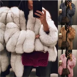 2024 Fashion New Elegant Women Autumn Winter Imitation Fox Fur Faux Coats Women's Sleeve Fake Artificial C43