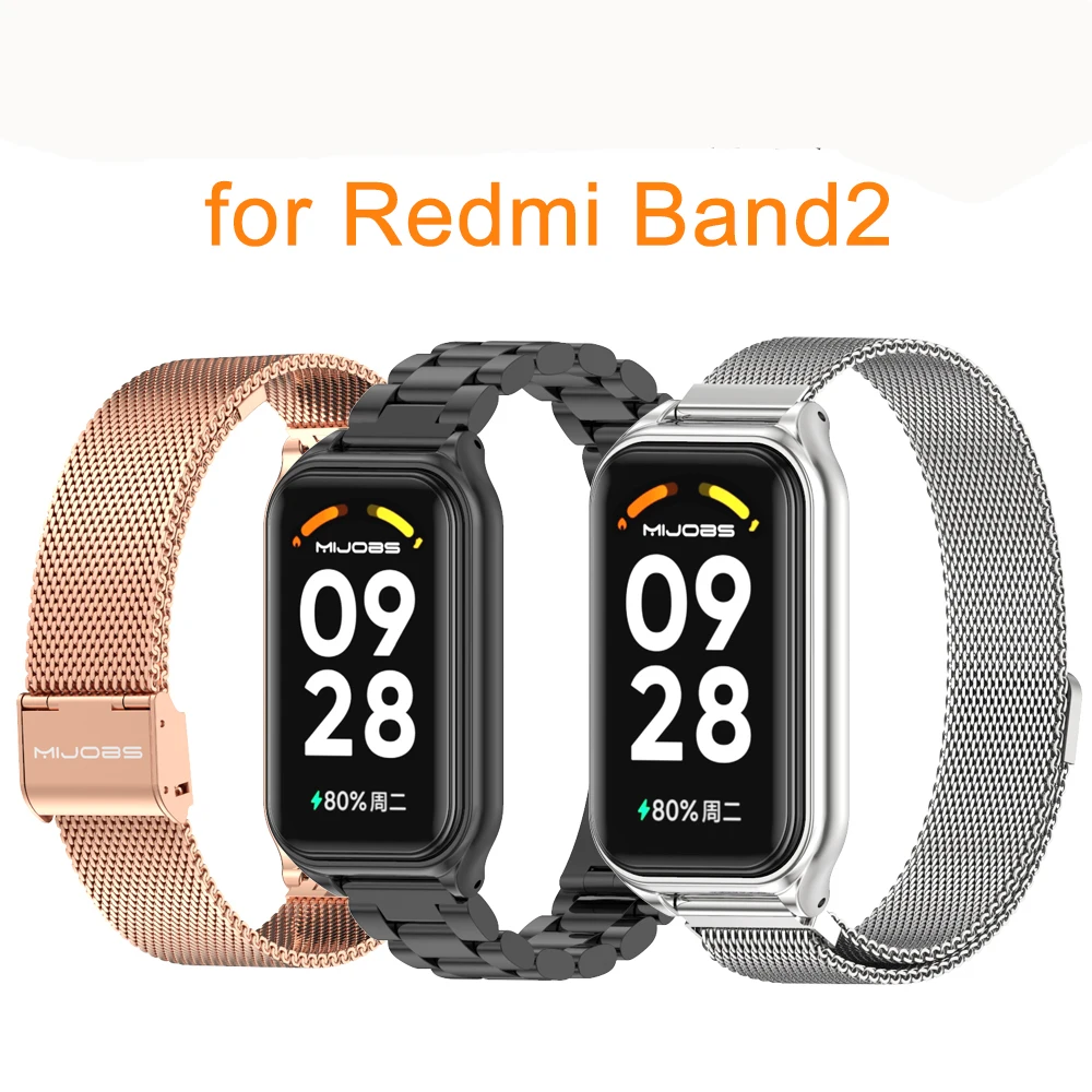 For Redmi Band 2 Strap Smart Bracelet Metal Wristbands Watch Band for  Xiaomi Redmi Smart Band 2 Strap Correa