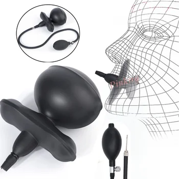 18+ Adults Super Huge Strapless Inflatable Mouth Gags Restraint Slave BDSM Bondage Open Mouth Ball Expandable Big Mouth Plug 1