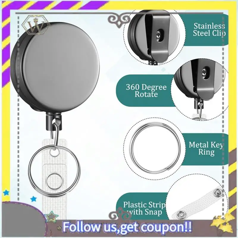 새로운 20팩 개폐식 배지 홀더 릴(벨트 클립 및 열쇠 고리 포함), 간호사용 헤비 듀티 ID 배지 릴