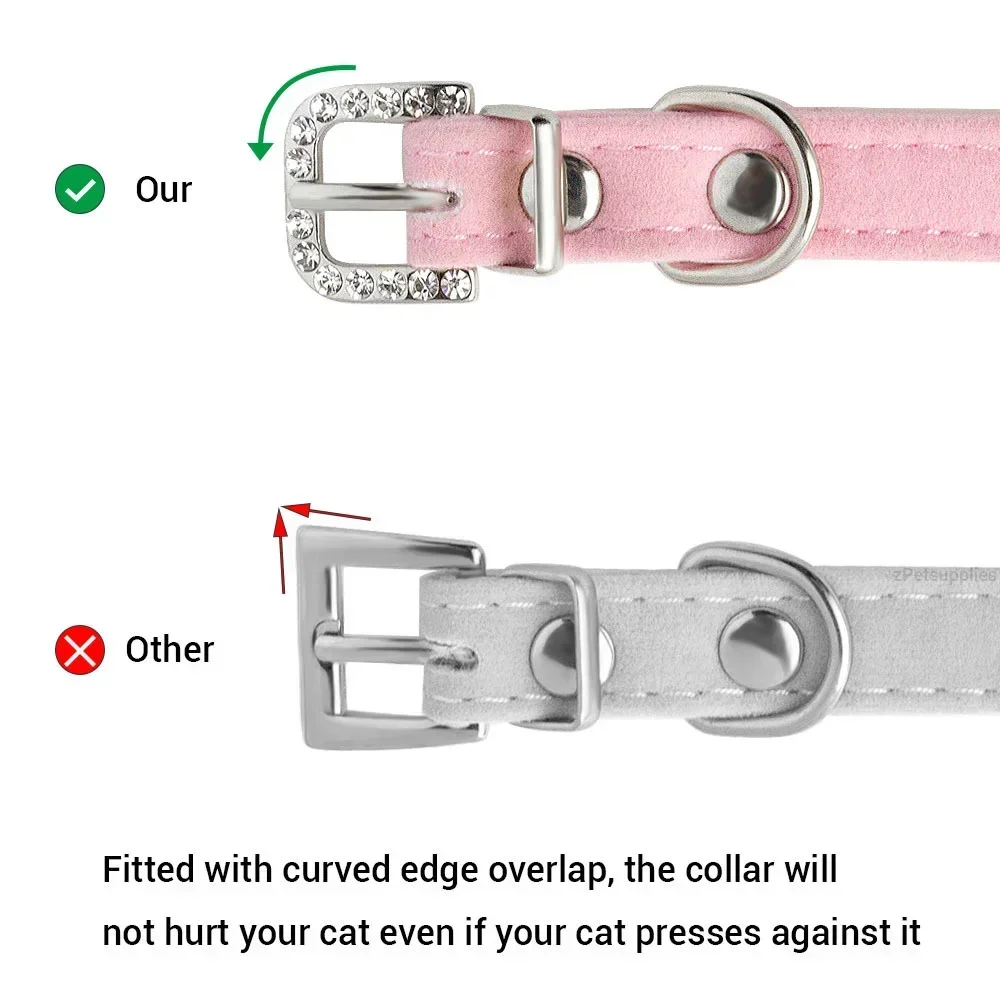 Personalized Cat Collar Soft Velvet Puppy Necklace Collars for Cats Small Dog Kitten Accessories Custom ID Name Free engraving 6