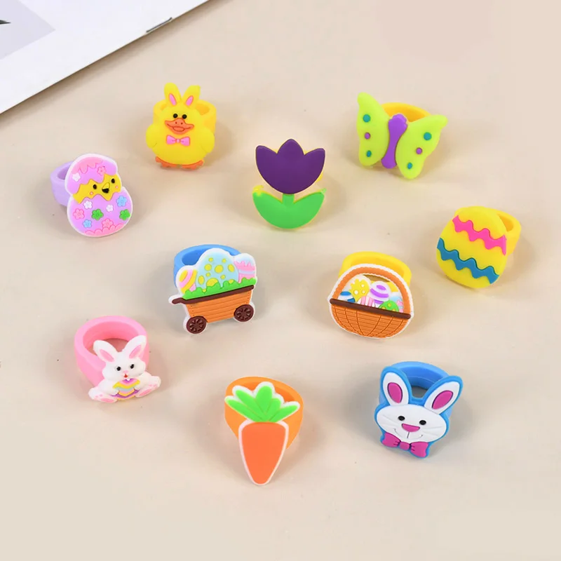 Easter Rabbit Eggs Wristband Silicone Ring Keychains Kids Happy Easter Birthday Party Gift Favors Goodie Bag Basket Filler Toys