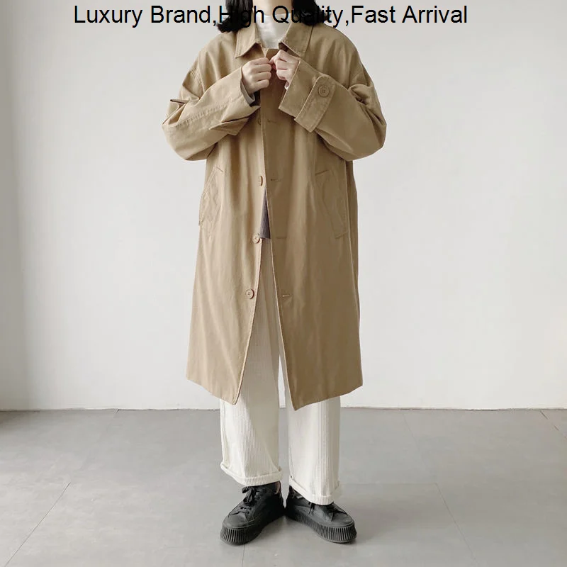 

Retro Vintage Summer Spring Women Men's Long Jacket Windbreaker 2023 Trend Cotton Casual Coat Overcoat For Men